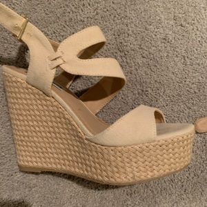 Women’s platform wedge sandal, never worn.
